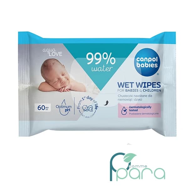 CANPOL Lingettes Humides 99 % D’eau, 60 Unités