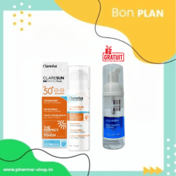 CLARENIA CLARESUN SOLAIRE SPF 50+ 50ML AU CHOIX+MOUSSE NETTOYANTE HYDRATANTE 50ML(OFFERT)
