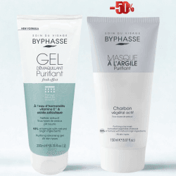 BYPHASSE GEL DÉMAQUILLANT PURIFIANT 200ML+MASQUE A L'ARGILE PURIFIANT 150ML (-50%)