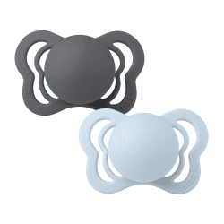 BIBS 02 SUCETTES NATURAL RUBBER IRON BABY BLUE SIZE1 0M+