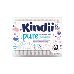 CLEANIC KINDII COTONS TIGES POUR BEBE BOITE RECTANGULAIRE 60 PIECES