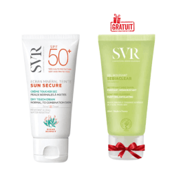 SVR SUN SECURE ECRAN MINERAL TEINTE PEAUX NORMALES A MIXTES SPF 50+ 50ML+SEBIACLEAR GEL MOUSSANT 55ML (OFFERT)