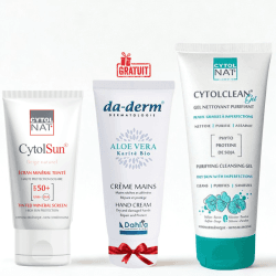 CYTOL CLEAN GEL NETTOYANT PURIFIANT 175ML+ECRAN SPF50+ TEINTE BEIGE NATUREL+DA DERM CREME MAINS 100ML(OFFERT)