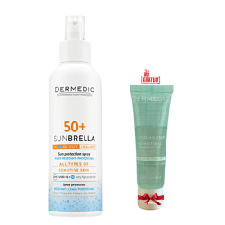 DERMEDIC SUNBRELLA SPRAY ADULTE SPF50+ 150ML+NORMACNE PREVENTI GEL NETTOYANT ANTI BACTERIEN 25ML(OFFERT)