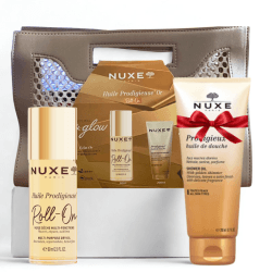 NUXE SAC HUILE PRODIGIEUSE ROLL ON 60ML + PRODIGIEUX HUILE DE DOUCHE PRECIEUSE PARFUMEE 200ML(OFFERT)