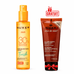 NUXE SUN BRUME SOLAIRE FRAICHE SPF30 150ML + REVE DE MIEL GEL LAVANT SURGRAS VISAGE ET CORPS 100ML (OFFERT)