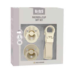 BIBS Coffret cadeau tétine et attache-tétine couleur ivoire 0M+