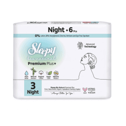 SLEEPY NATURAL SERVIETTE HYGIENIQUE BIO COTTON ORGANIQUE NIGHT 6PCS