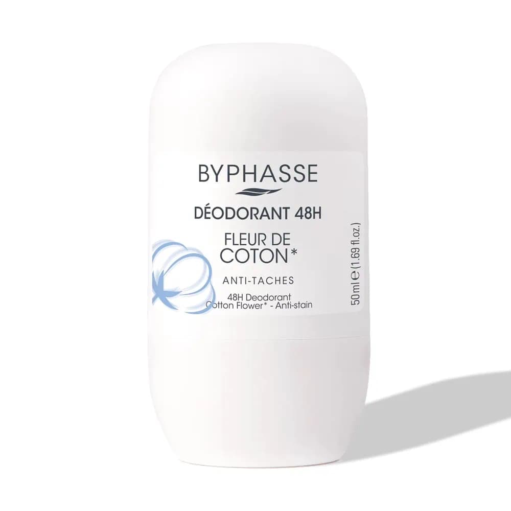 BYPHASSE ROLL-ON DEO ANTI TACHE FLEUR DE COTTON 50ML
