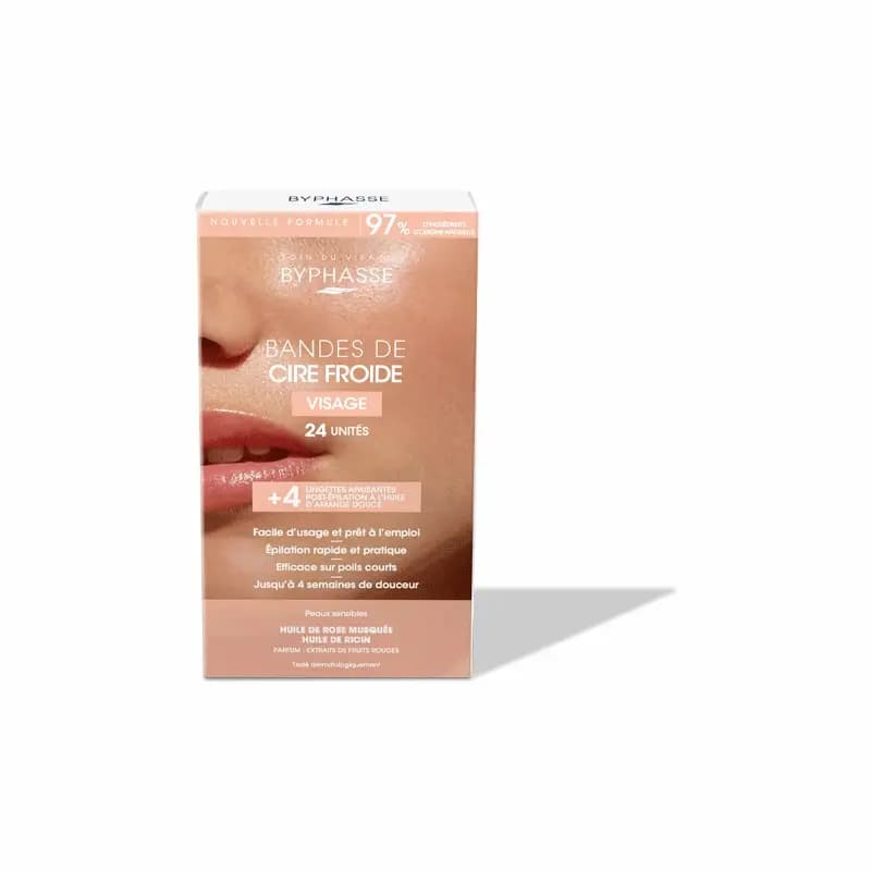 BYPHASSE BANDES DE CIRES FROIDE VISAGE 24 UNITES