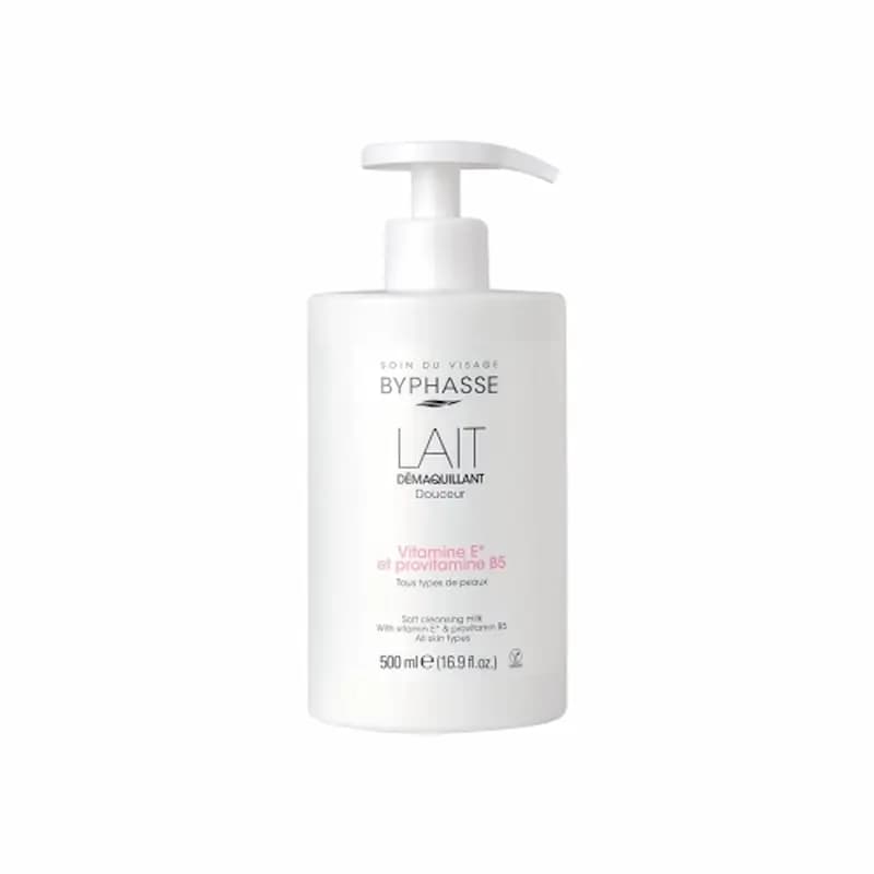 BYPHASSE LAIT DÉMAQUILLANT DOUCEUR VITAMINE E ET PROVITAMINE B5 TOUS TYPES DE PEAUX 500ML