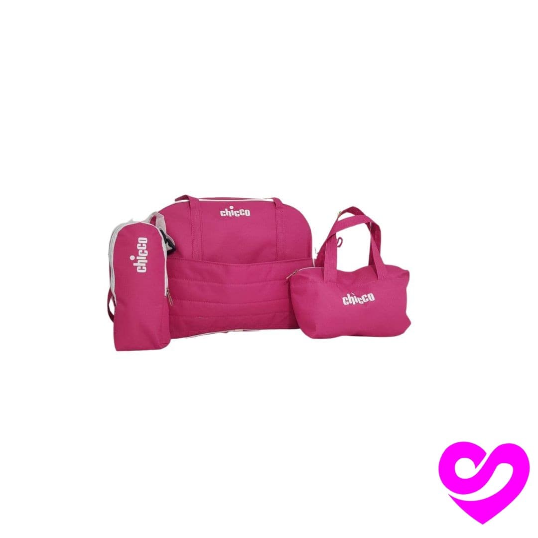 Sac maman chicco rose + trousse d’objet + cache biberon thermostat