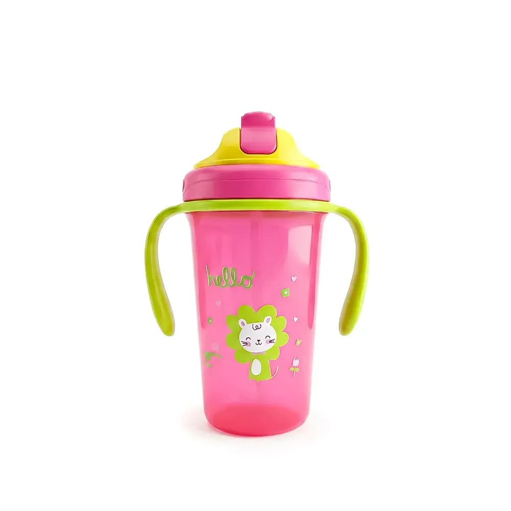 Baby pur tasse avec paille et anses 300 ML 6M+ rose REF B68