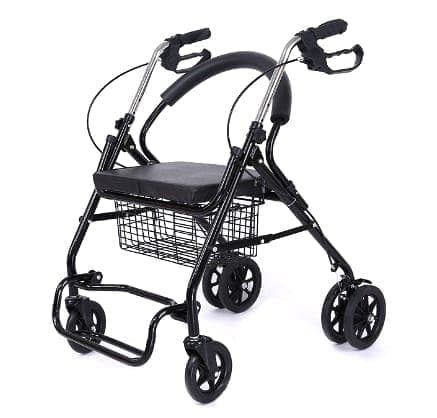 Déambulateur Noir a 4 roues avec assise