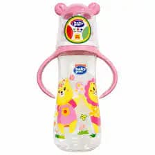 baby pur biberon en polypropylene col standard funny pp rose avec anses 250 ml REF 72005