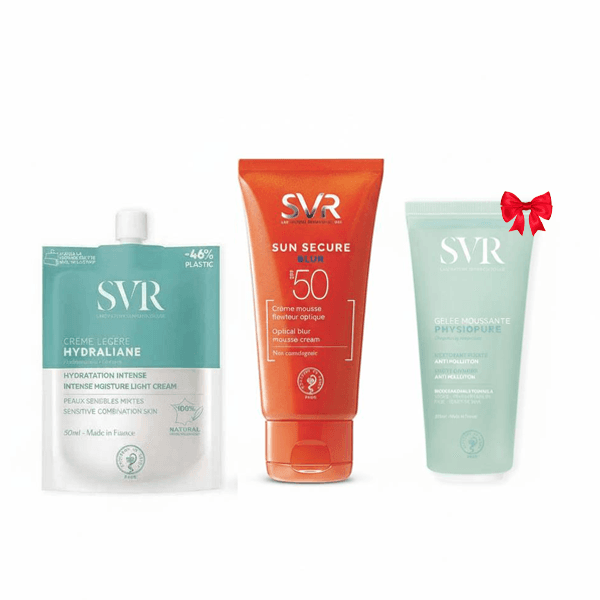 SVR Pack Sun secure blur invisible SPF50+ Hydraliane légère + Physiopure glee moussant 200ml GRATUIT