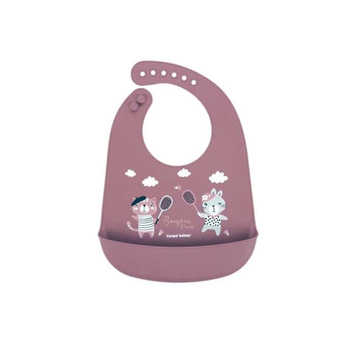 canpol babies bavoir bonjour paris silicone rouge avec poche 74/027