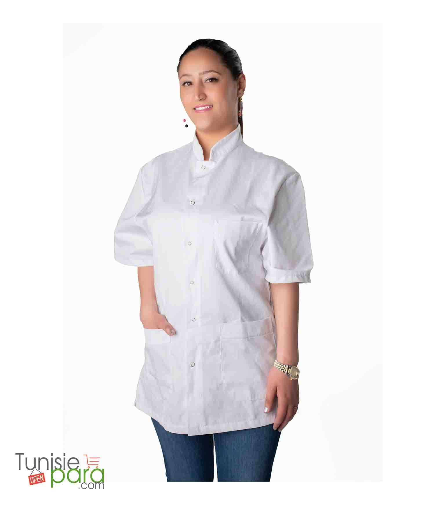 Tenue medicale blouse blanche manche courte 2