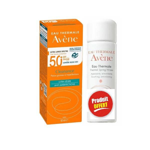 AVENE cleanance solaire 50ml + eau thermale 50ml offert