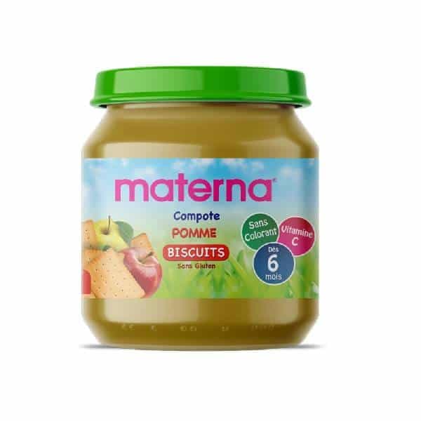 MATERNA compote pomme BISCUIT 130g
