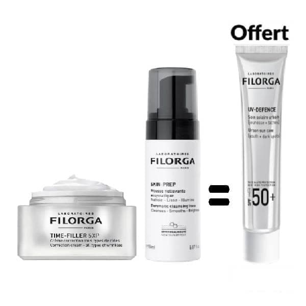 FILORGA PACK time-filler 5xp creme + SKIN PREP Mousse Nettoyante Enzymatique + uv defence SPF50+ (OFFERT)