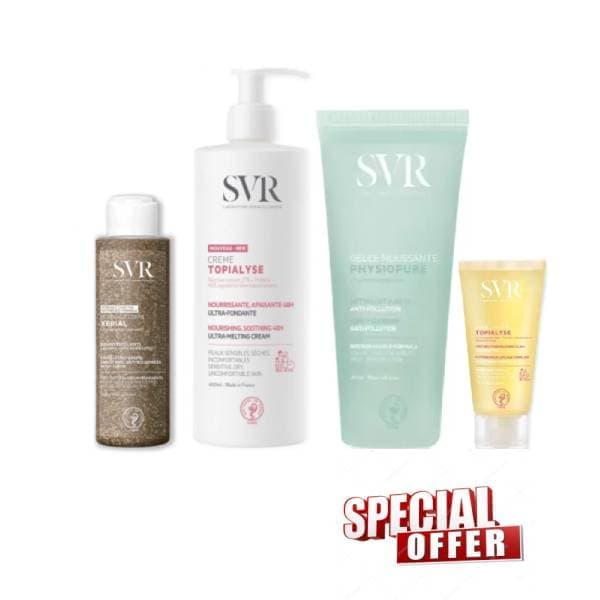 B.P SVR Xerial gommage + Topialyse crème + (Physiopure gelee 200ml & topialyse huile lavant 55ml OFFERT)