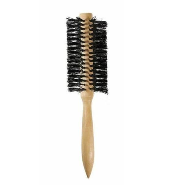 TITANIA brosse ronde 22 cm D 5cm manche bois cheveu veritable 2827