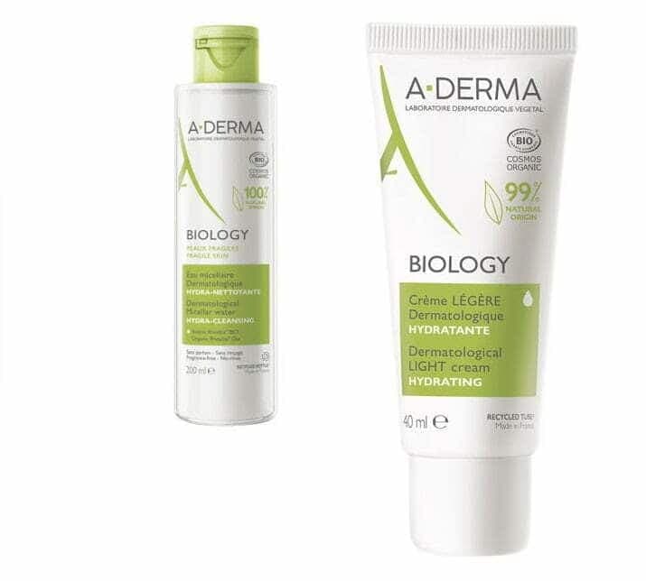A-DERMA kit hydratation peau grasses crème légère 40 ml + eau micellaire 200 ml