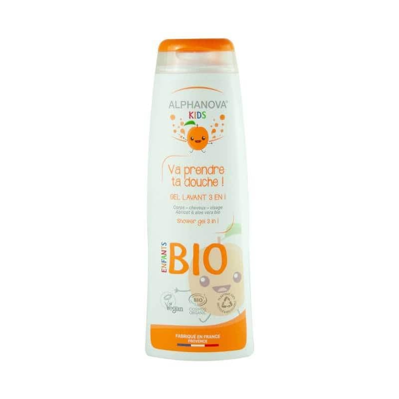 alphanova kids gel lavant 3 en 1 bio abricot 250ml