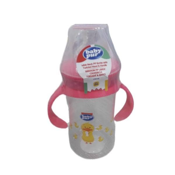 baby pur biberon large couvercle torsadé rose 250 ml REF 72011