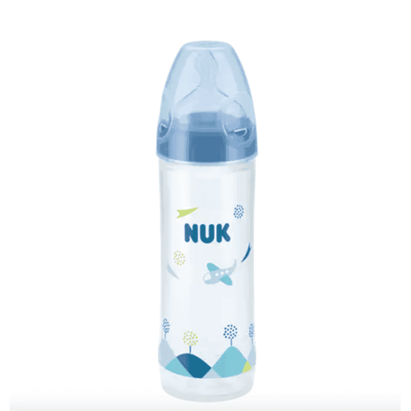 nuk biberon classique love 250 ml bleu 6-18m