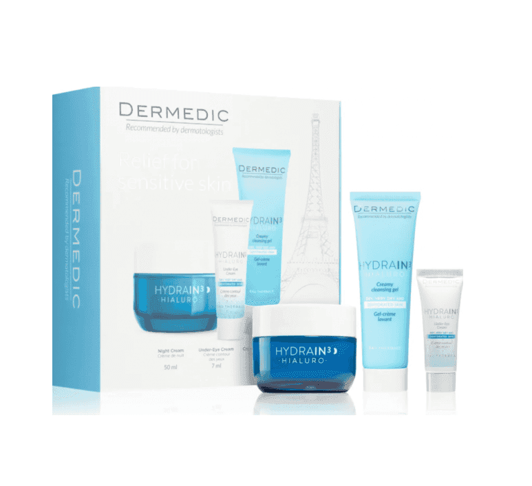 DERMEDIC HYDRAIN 3 coffret creme de nuit + Gel nettoyant 25 ml + contour des yeux