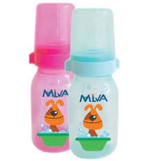 milva olcare biberon classiqe plastique rose/bleu ou vert 125ml