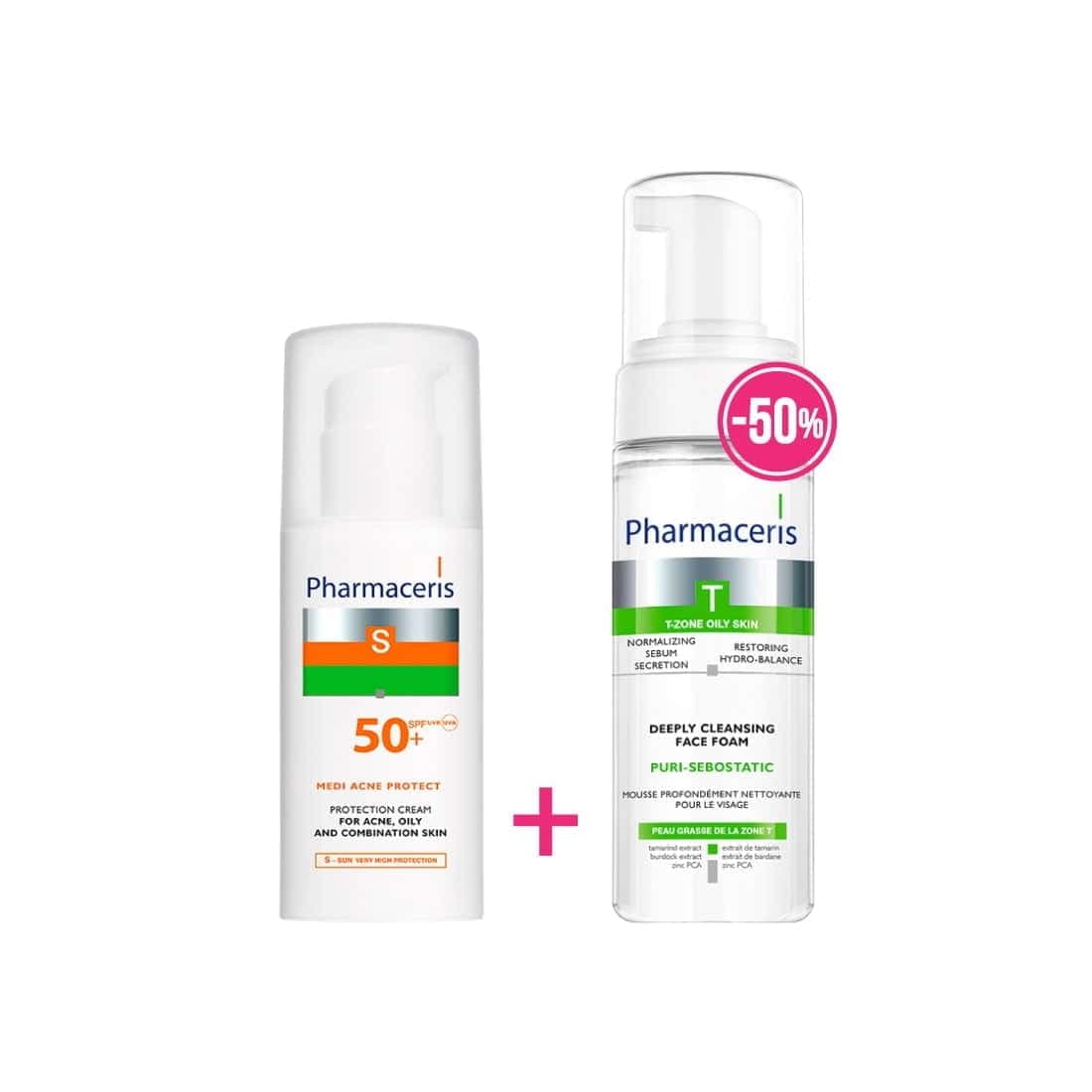 Pharmaceris ecran s sun peaux a imperfections + t puri sebostatic mousse nettoyante