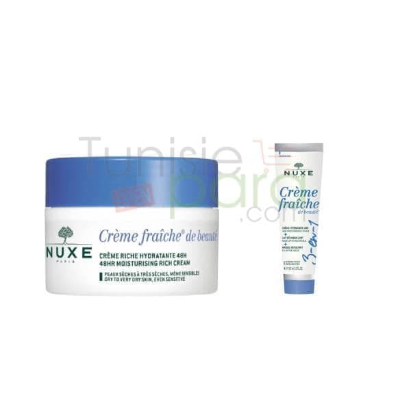 nuxe creme fraiche creme riche peaux seches 50ml + creme fraiche 3en1 30ml offert