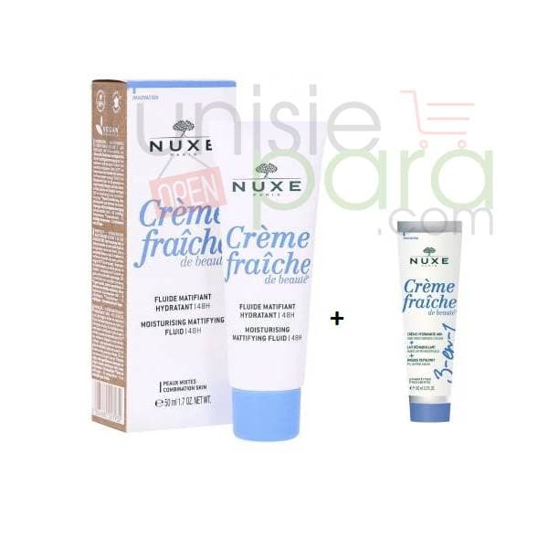 nuxe creme fraiche fluide matifiant peaux mixtes 50ml +3 en 1 30ml offert