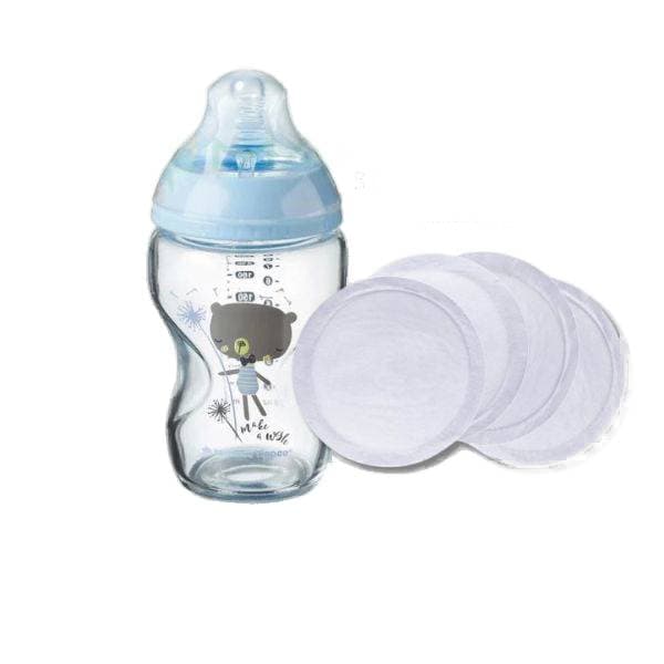 tommee tippee biberon closer to nature en verre 250ml ours bleu + coussinets d’allaitement offert