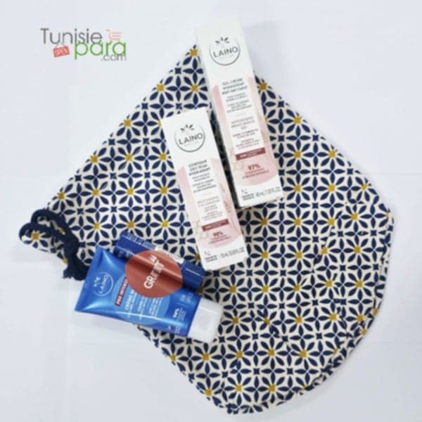 LAINO pochette gel cr a.oxy + cdy hyd + (cr pro intens et stick levre + pochette ) gratuit