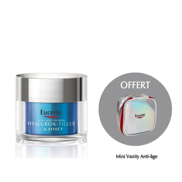 EUCERIN – PACK : HYALURON FILLER+ 3X EFFECT SOIN DE NUIT BOOSTER D’HYDRATATION + TROUSSE OFFERTE