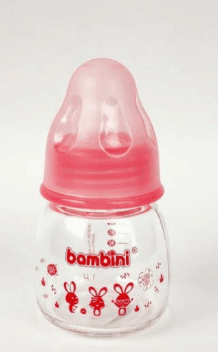 BAMBINI Micro Biberon En Verre rose 60ml