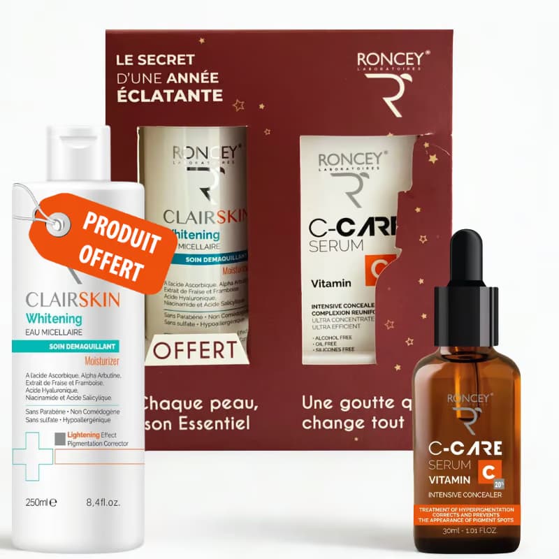 Roncey Coffret Serum Vitamine C 20% 30ml + Eau Micellaire Eclaircissant 250ml (Offert)