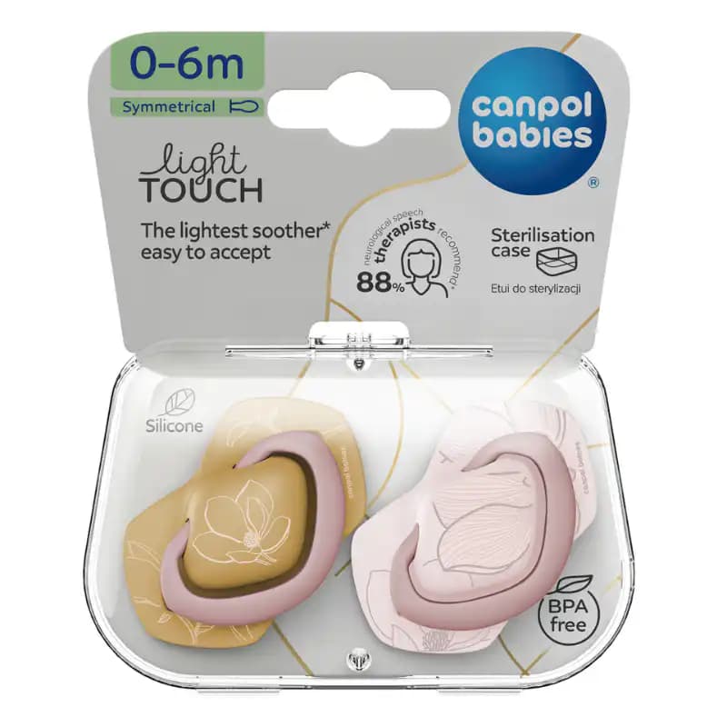 CANPOL BABIES 02 SUCETTE LIGHT TOUCH SYMETRIQUE GOLD PINK 0-6M 22/664
