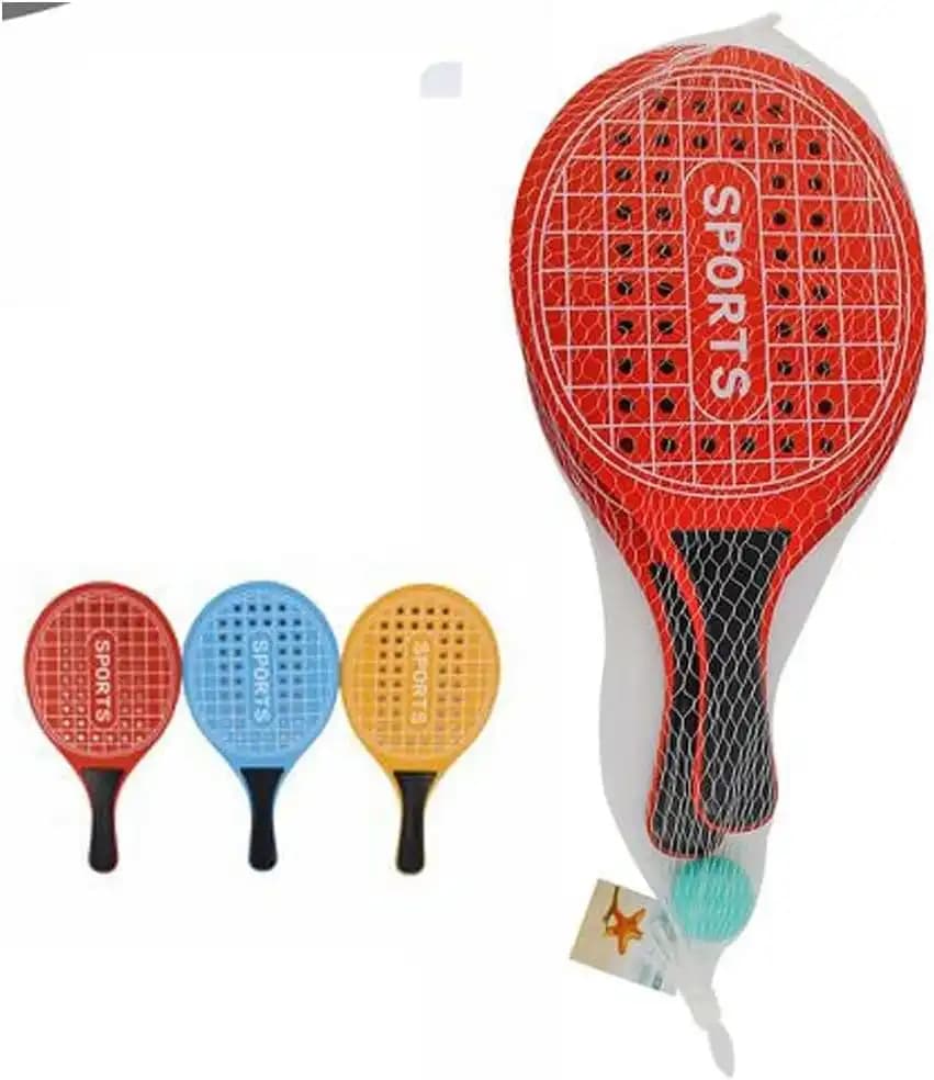 jouets : Raquettes sports de plage perforées en bois (emballage defectueux )
