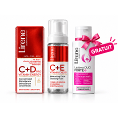 PACK LIRENE VITAMIN ENERGY C+D PRO STIMUSERUM 30 ML + C+E MOUSSE NETTOYANTE 150 ML + LACTIMA DUO FORTE+ OFFERT