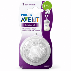 PHILIPS AVENT NATURAL TÉTINES DÉBIT LENT 1M+ – LOT DE 2