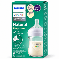 PHILIPS AVENT NATURAL RESPONSE BIBERON EN VERRE 120 ML 0M+ DÉBIT 2 – SCY930/01