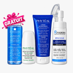 PACK MOUSSE RIVADERM + PHYTEAL DEO + ATOPICREME + EAU MICELLAIRE DERMACARE GRATUIT