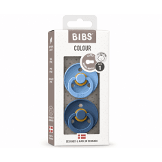 BIBS COLOUR SUCETTES EN LATEX NATUREL TAILLE 1 0M+ BABY BLUE / PETROL – LOT DE 2