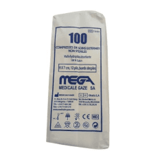 MEGA COMPRESSES DE SOINS EXTERNES NON STÉRILES 8 X 7 CM – PAQUET DE 100