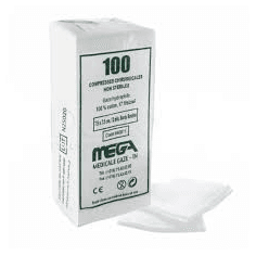 MEGA COMPRESSES CHIRURGICALES NON STÉRILES 7,5 X 7,5 CM – PAQUET DE 100